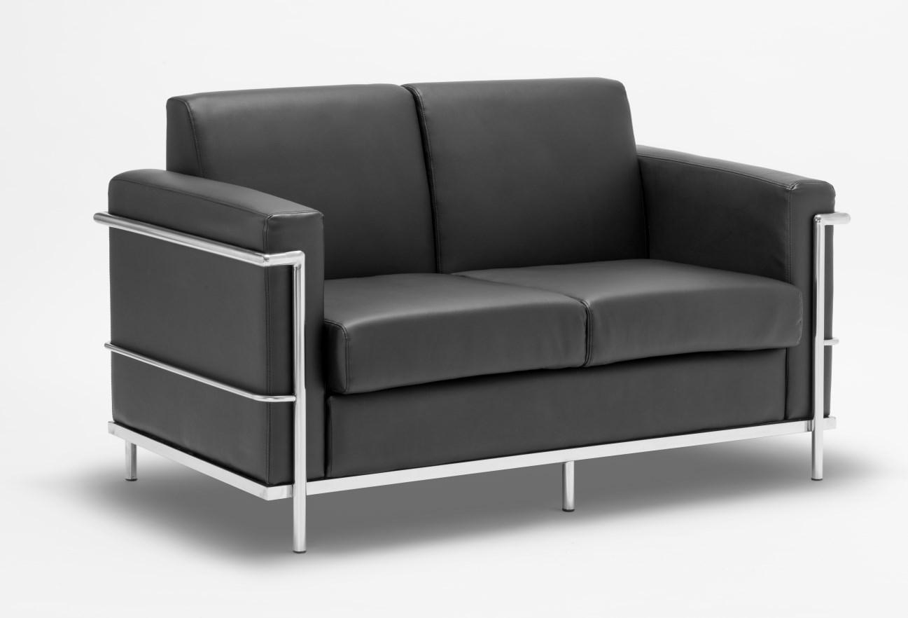 2 seater leather sofa in chrome frame