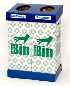 Twin cardboard office recycle bin