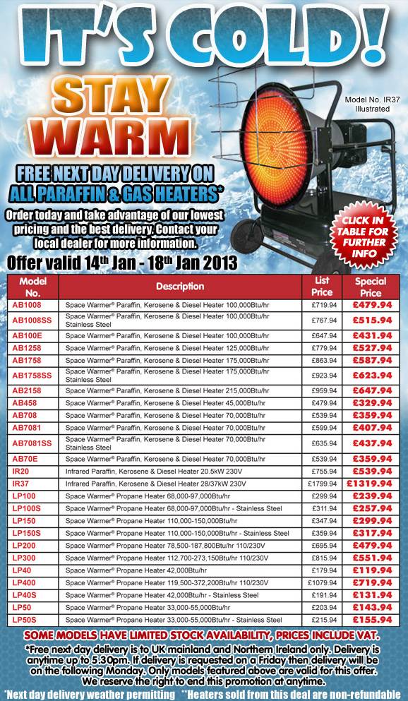 Space Heaters Special Offer